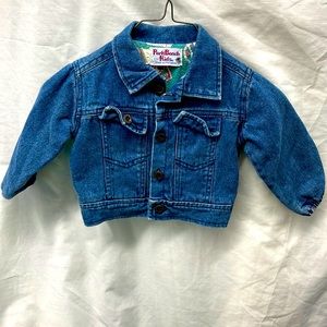 Park bench kid’s vintage fleece lined denim jacket sz 12m